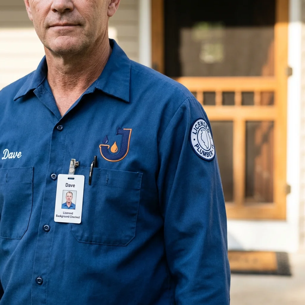 Licensed plumber showing ID badge in Arizona City, AZ